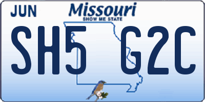 MO license plate SH5G2C