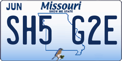 MO license plate SH5G2E