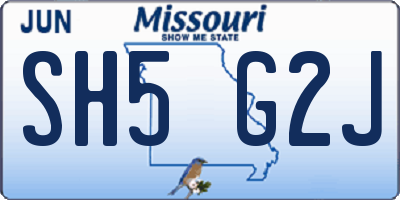 MO license plate SH5G2J