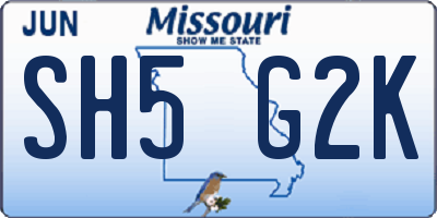 MO license plate SH5G2K