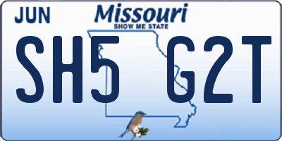 MO license plate SH5G2T
