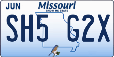 MO license plate SH5G2X