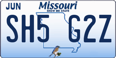 MO license plate SH5G2Z