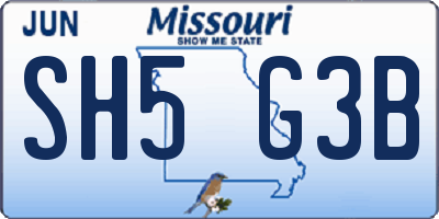 MO license plate SH5G3B