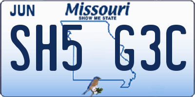 MO license plate SH5G3C