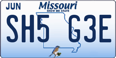 MO license plate SH5G3E