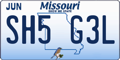 MO license plate SH5G3L