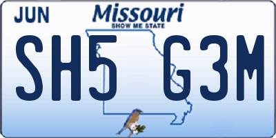 MO license plate SH5G3M
