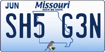 MO license plate SH5G3N
