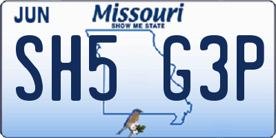 MO license plate SH5G3P