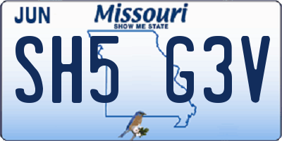 MO license plate SH5G3V
