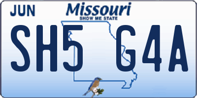 MO license plate SH5G4A