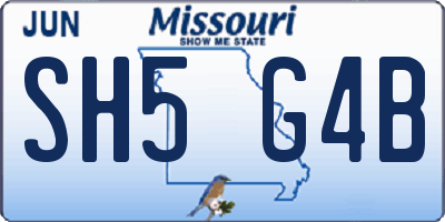 MO license plate SH5G4B