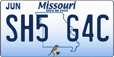 MO license plate SH5G4C
