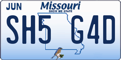 MO license plate SH5G4D