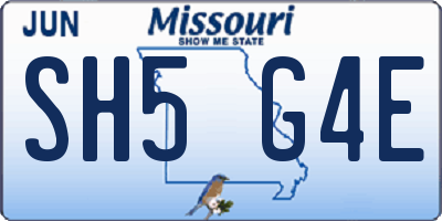 MO license plate SH5G4E