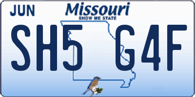 MO license plate SH5G4F