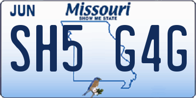 MO license plate SH5G4G