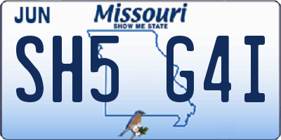 MO license plate SH5G4I