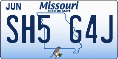 MO license plate SH5G4J