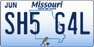 MO license plate SH5G4L