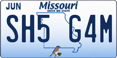 MO license plate SH5G4M