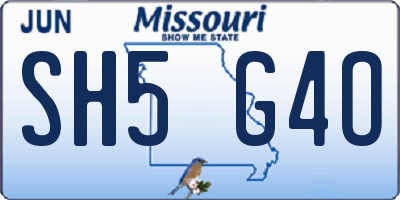 MO license plate SH5G4O