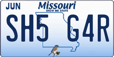 MO license plate SH5G4R