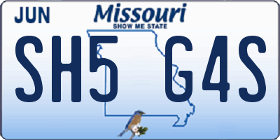 MO license plate SH5G4S