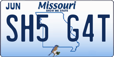 MO license plate SH5G4T