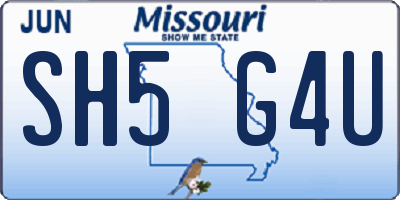 MO license plate SH5G4U