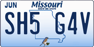 MO license plate SH5G4V