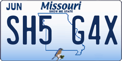 MO license plate SH5G4X