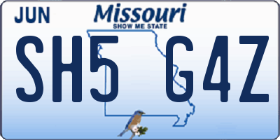MO license plate SH5G4Z