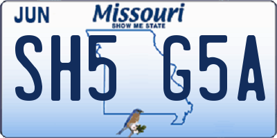 MO license plate SH5G5A