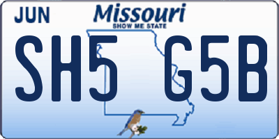 MO license plate SH5G5B
