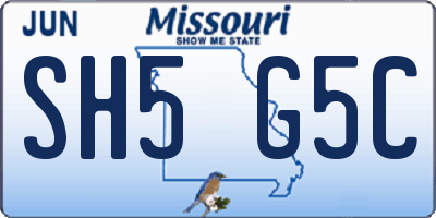 MO license plate SH5G5C