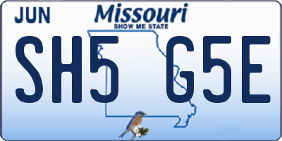 MO license plate SH5G5E