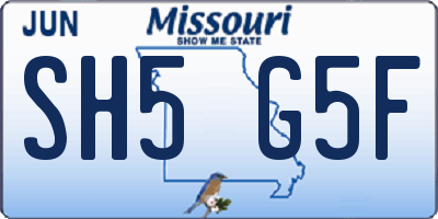 MO license plate SH5G5F