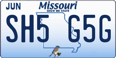 MO license plate SH5G5G