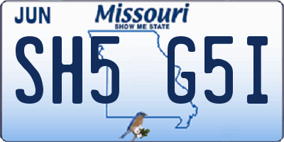 MO license plate SH5G5I