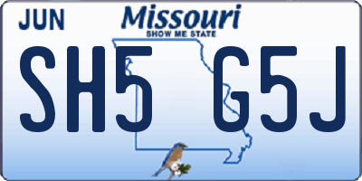 MO license plate SH5G5J