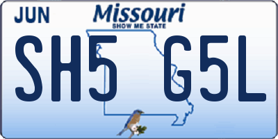 MO license plate SH5G5L