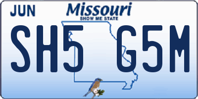 MO license plate SH5G5M