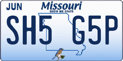 MO license plate SH5G5P