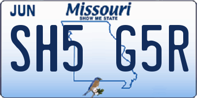 MO license plate SH5G5R