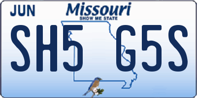 MO license plate SH5G5S