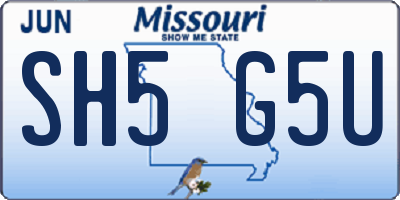 MO license plate SH5G5U