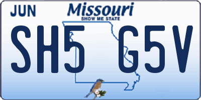 MO license plate SH5G5V