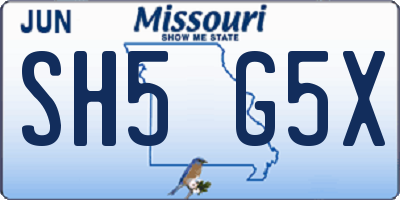 MO license plate SH5G5X